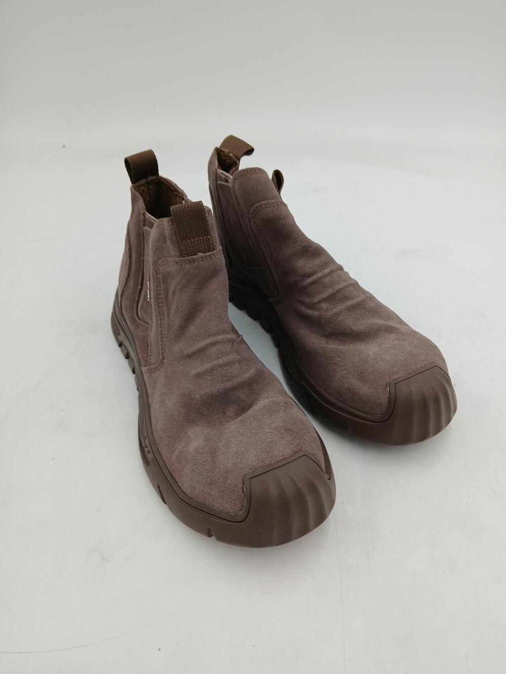 Brown Chelsea Boots Mens Suede Ankle Slip On Work Slip Resistant Shoes Size 10.5